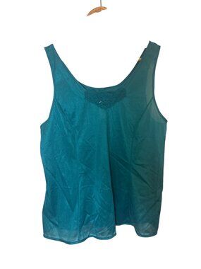 Vintage Pink Lady Cami‎ Top Womens 38 Green Lace Fairy Grunge 90s 80s Camisole